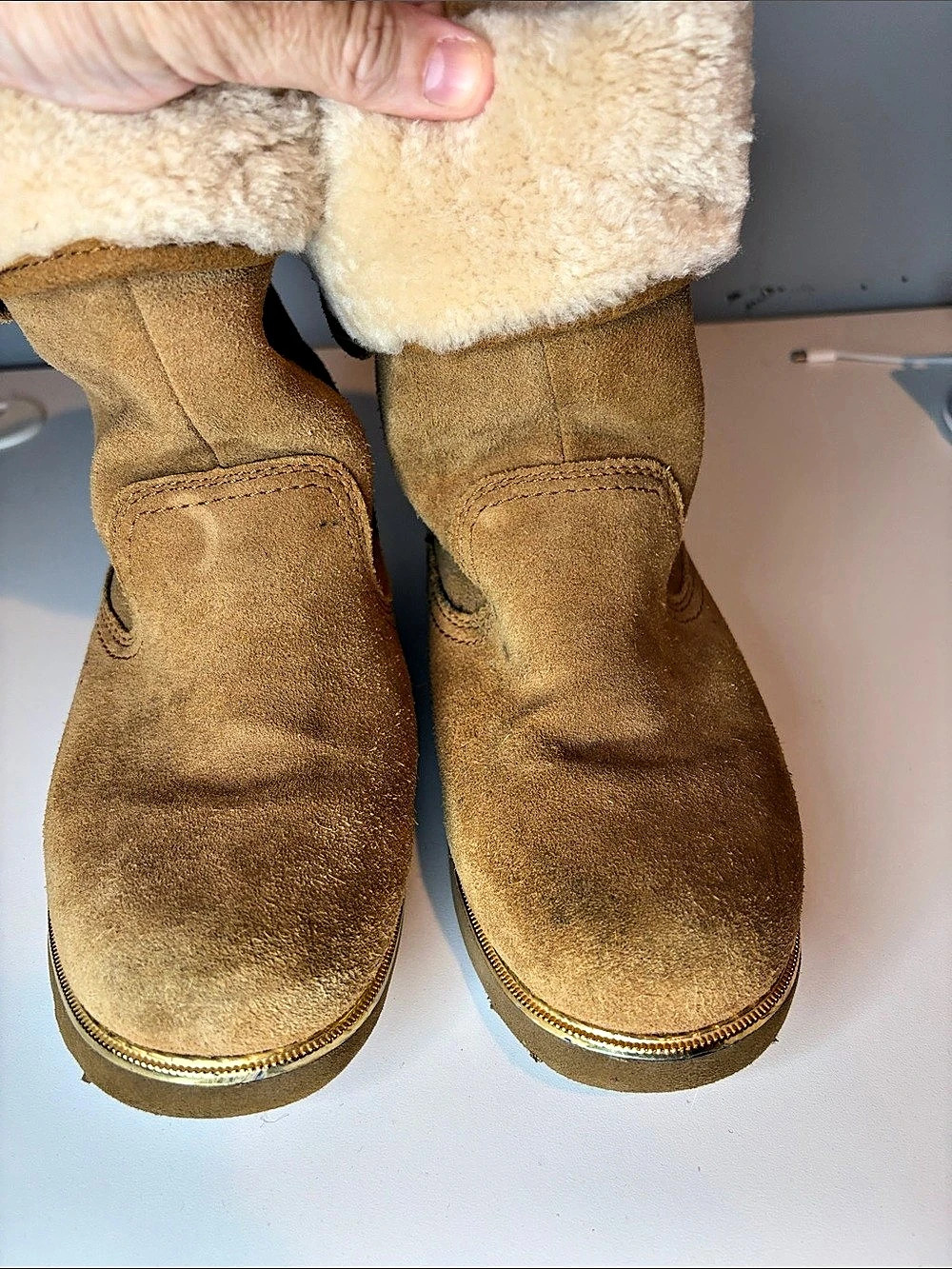 UGG Callie Boot Suede Winter Boots Brown & Gold US 4